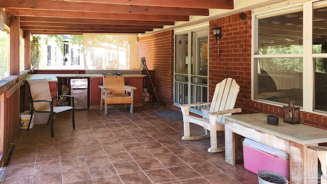 view of patio featuring a bar