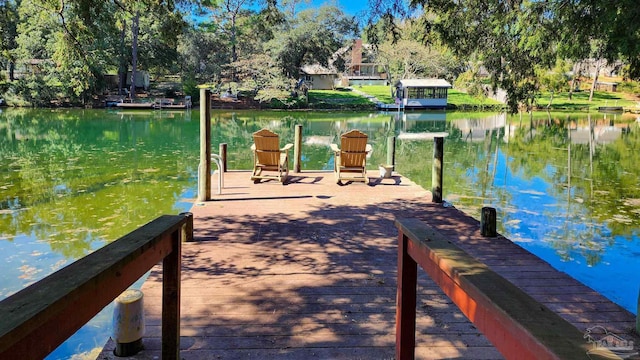 dock area featuring a water view