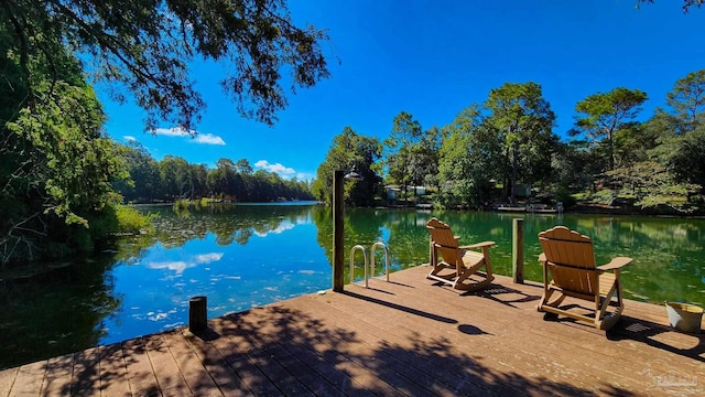 dock area featuring a water view