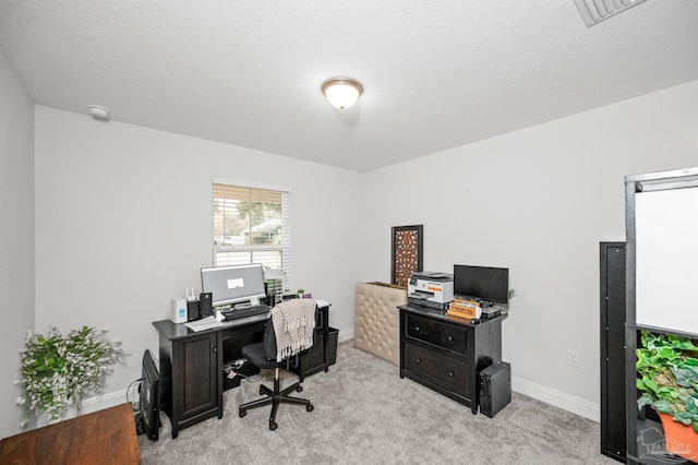 view of carpeted home office