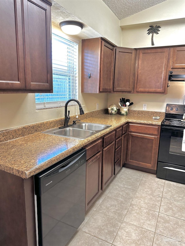 1405 College Pkwy, Gulf Breeze, FL 32563 - kitchen featuring a sink, light tile patterned flooring, black appliances, and range hood