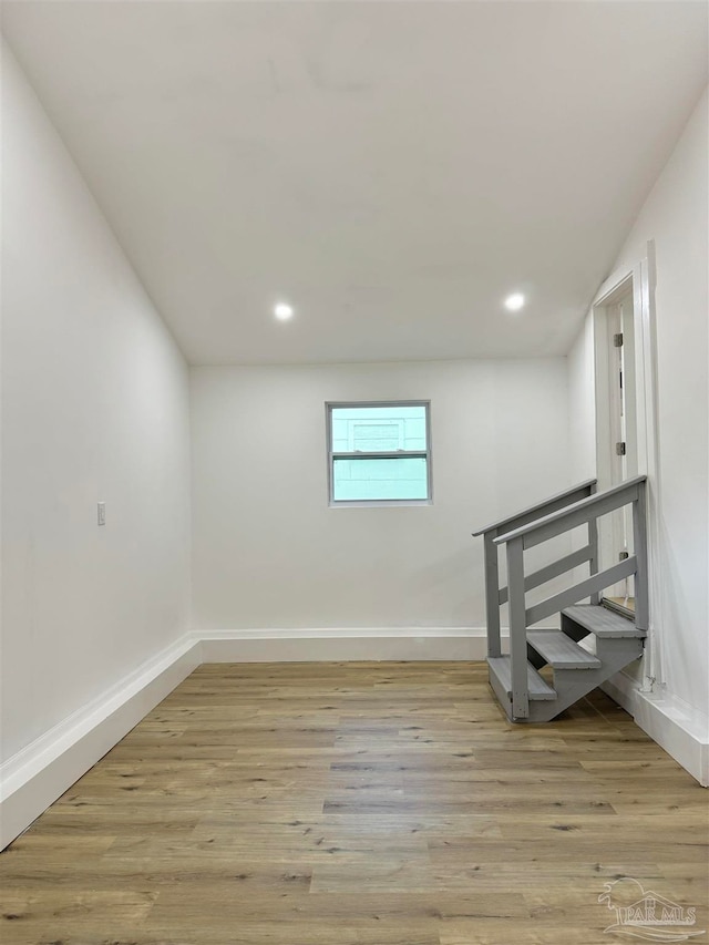 interior space with light hardwood / wood-style flooring