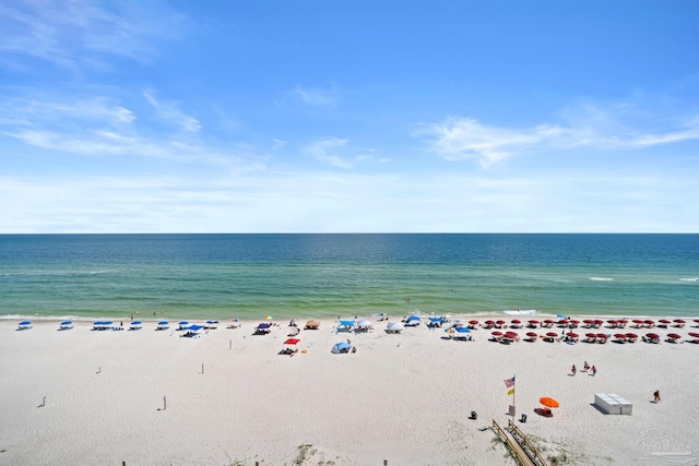 view of water feature featuring a beach view