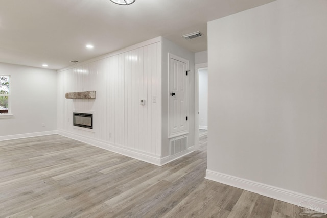 spare room with light wood-type flooring