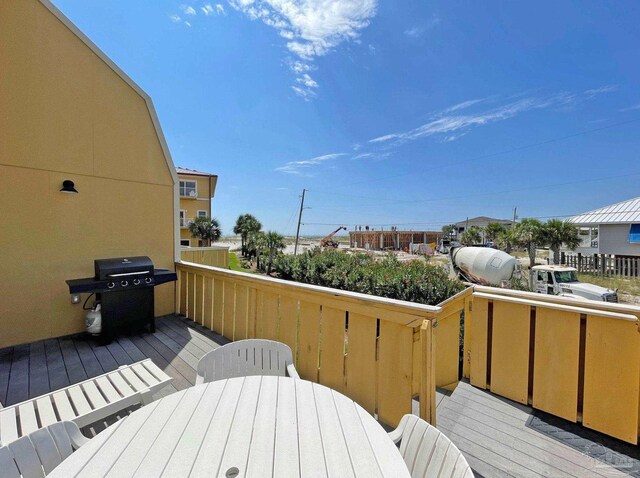 deck featuring grilling area