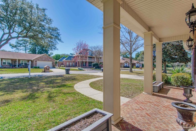 view of patio with a porch and a residential view