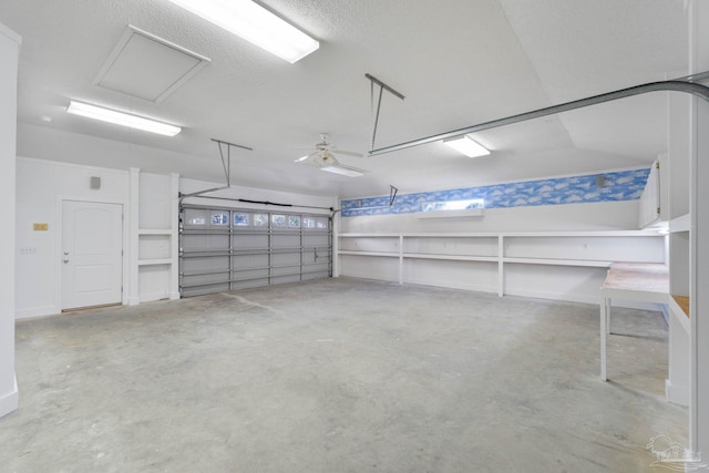 garage with ceiling fan