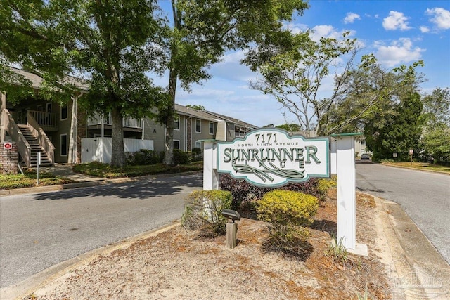 view of community sign