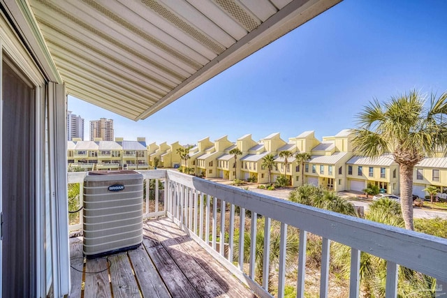 balcony featuring central AC unit