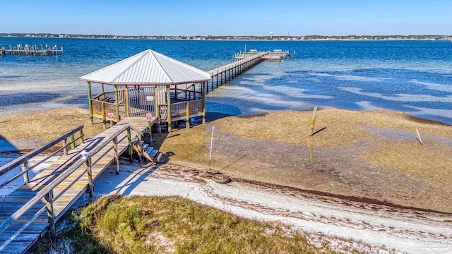 view of dock featuring a water view