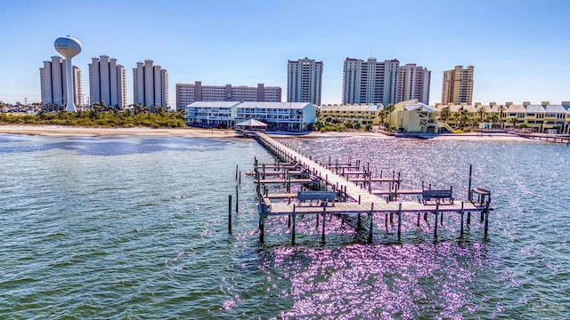 view of dock featuring a water view