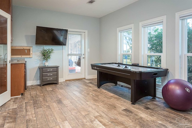 playroom with hardwood / wood-style floors and plenty of natural light