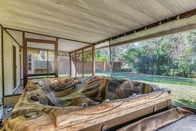 exterior space with plenty of natural light and lofted ceiling