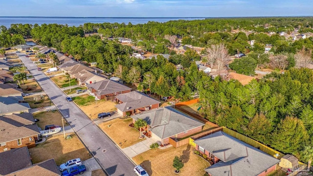 bird's eye view featuring a water view
