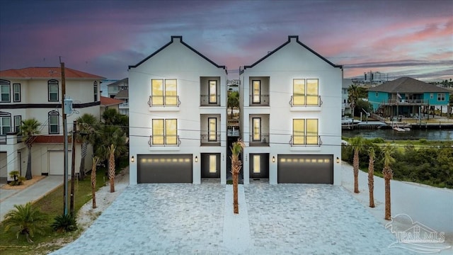 exterior space featuring a garage