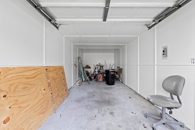 garage with electric panel