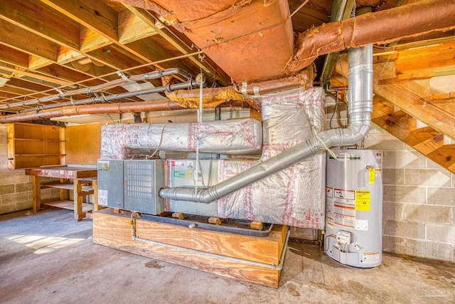 utility room with gas water heater