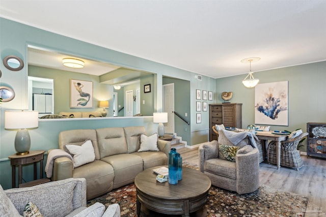 living room featuring light hardwood / wood-style flooring