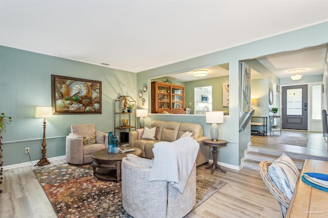 living room featuring light hardwood / wood-style flooring