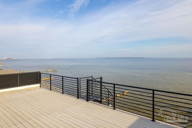 deck with a water view