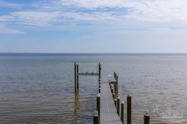 view of dock featuring a water view