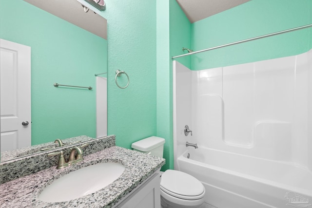3826 Ranch Rd, Pace, FL 32571 - full bath featuring a textured wall, shower / bath combination, vanity, and toilet