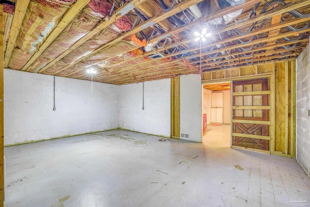 unfinished below grade area with visible vents