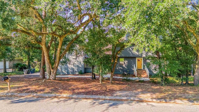 view of property hidden behind natural elements