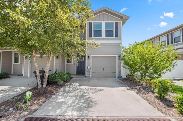 view of front of property with a garage