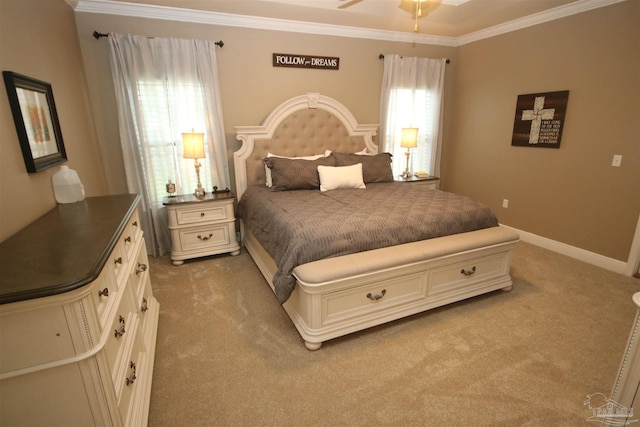4135 Dundee Crossing Dr, Pace, FL 32571 - bedroom featuring light carpet, ornamental molding, and baseboards