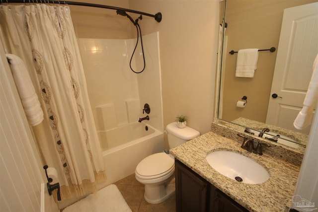 4135 Dundee Crossing Dr, Pace, FL 32571 - full bathroom with vanity, toilet, shower / bath combo with shower curtain, and tile patterned floors