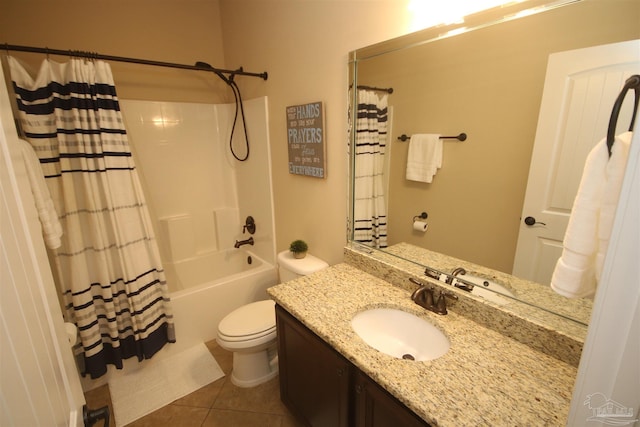 4135 Dundee Crossing Dr, Pace, FL 32571 - full bathroom featuring vanity, shower / bath combo with shower curtain, tile patterned flooring, and toilet