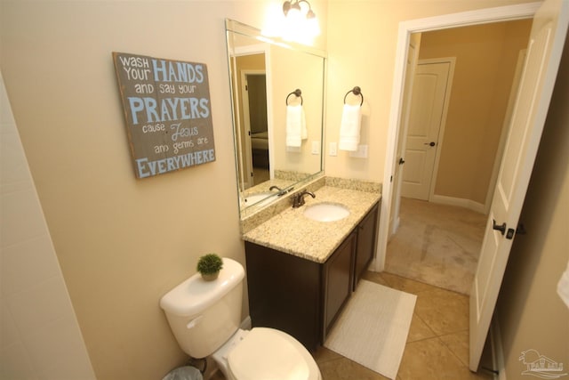 4135 Dundee Crossing Dr, Pace, FL 32571 - bathroom with toilet, vanity, and tile patterned floors