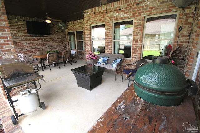 4135 Dundee Crossing Dr, Pace, FL 32571 - view of patio / terrace featuring ceiling fan, outdoor lounge area, and grilling area