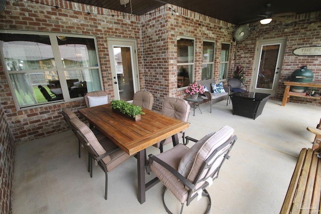 4135 Dundee Crossing Dr, Pace, FL 32571 - view of patio with a ceiling fan, outdoor dining area, an outdoor living space, and a grill