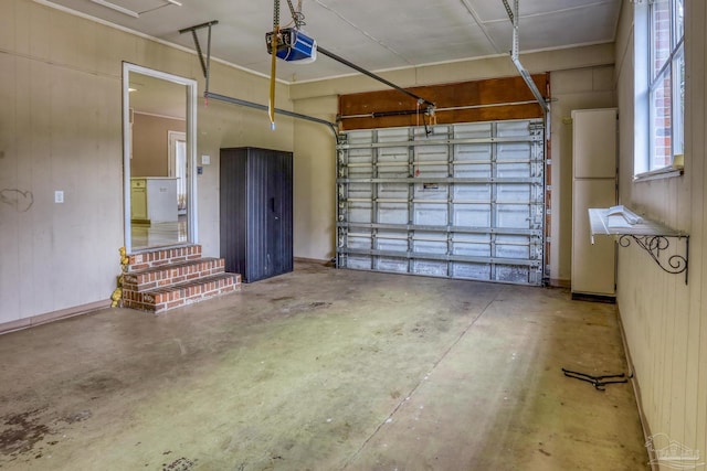 garage with a garage door opener