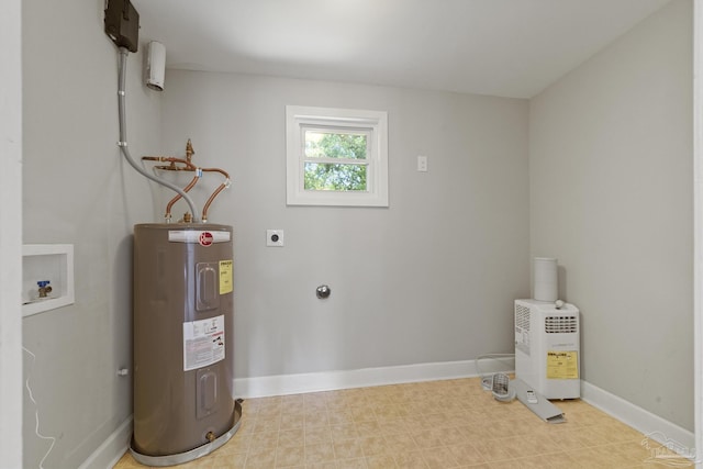 utility room with electric water heater