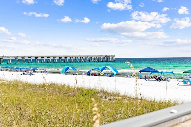 property view of water featuring a view of the beach