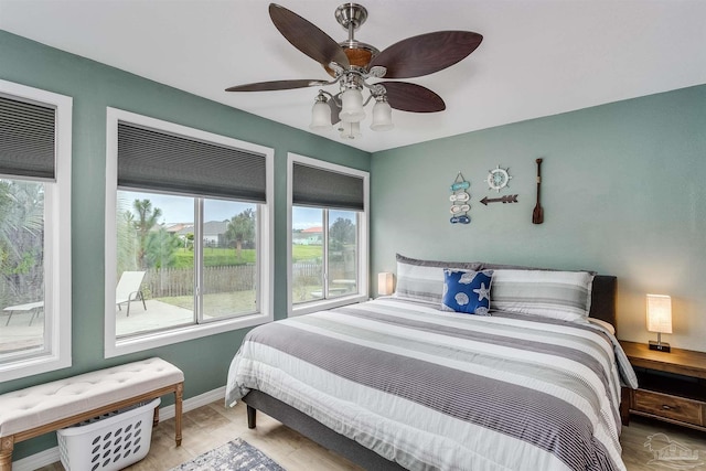 bedroom featuring ceiling fan