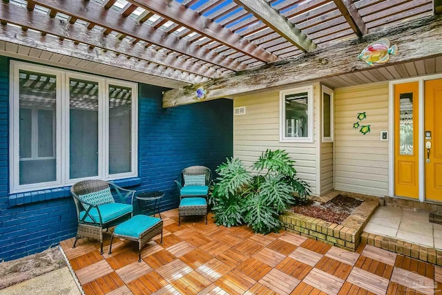 view of patio with a pergola