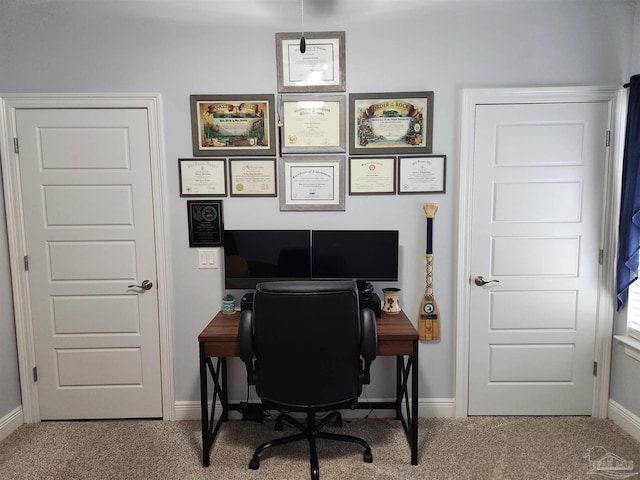 home office featuring carpet floors