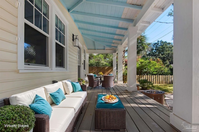 deck featuring an outdoor hangout area