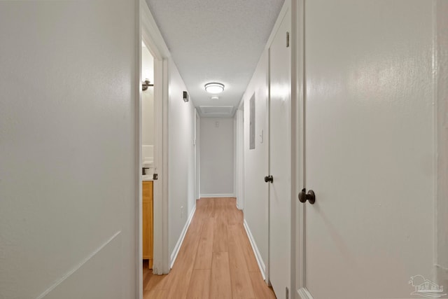 corridor with light hardwood / wood-style flooring