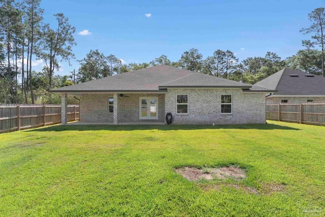591 Nowak Rd, Cantonment, FL 32533 - back of house featuring french doors, brick siding, roof with shingles, and ceiling fan