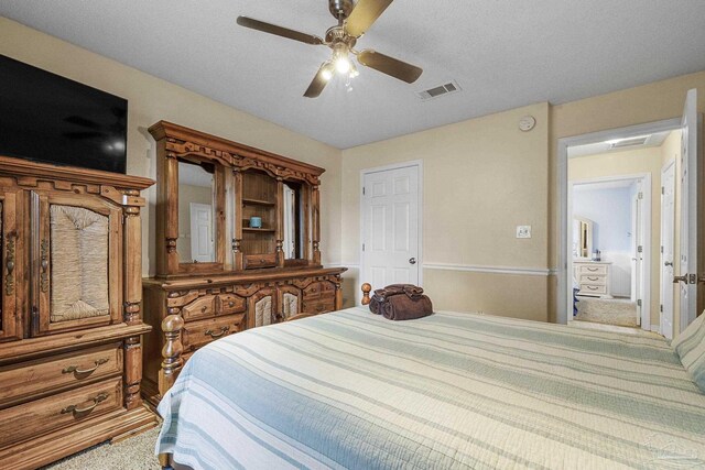 bedroom featuring carpet floors and ceiling fan