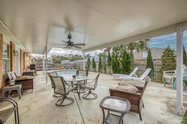 view of patio / terrace with ceiling fan