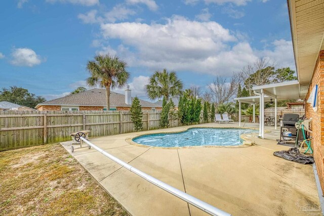 view of swimming pool featuring a patio