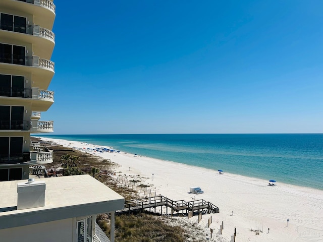 property view of water featuring a view of the beach