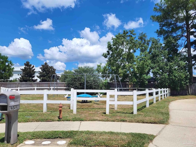 view of yard featuring a playground