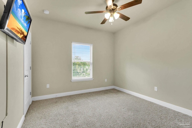 unfurnished bedroom with carpet flooring and ceiling fan